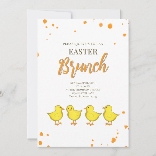 Söt påskbrunch för kycklingar anpassad julkort (Framsida)