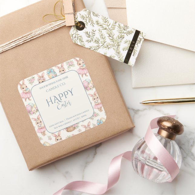 Söt påskhar blomster Mönster Ljus Etikett (Gifting)