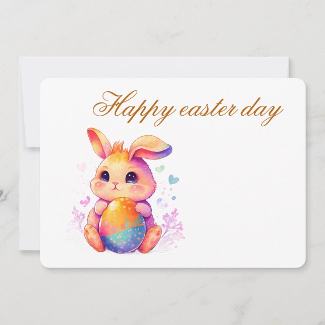 Söt påskhar-inbjudan för flickor – Pastell ägg Inbjudningar (Framsida)