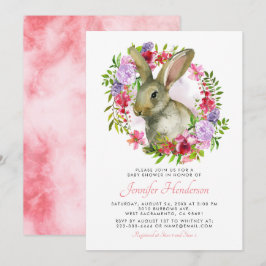 Söt påskhare kanin rosa blommig baby shower inbjudningar