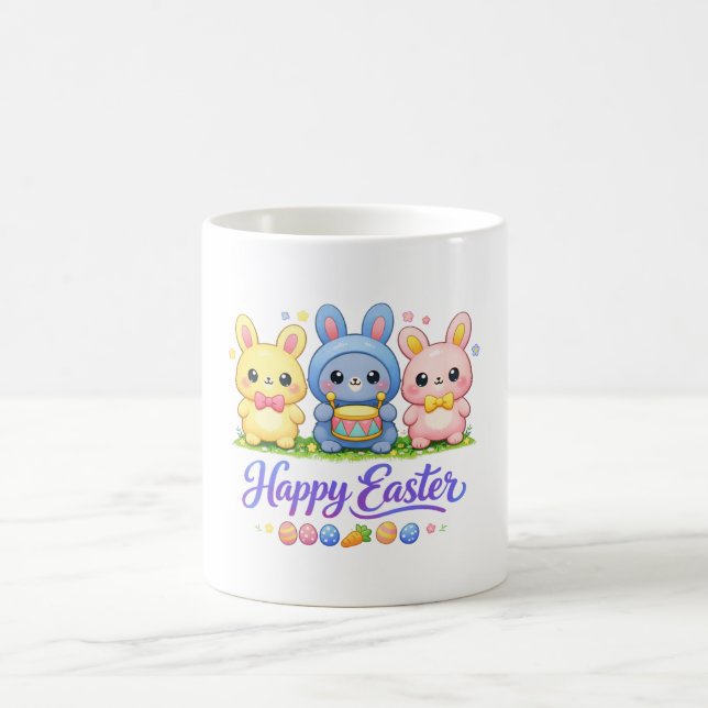 Söt påskhare Kawaii tecknad vårillustration Kaffemugg (Center)