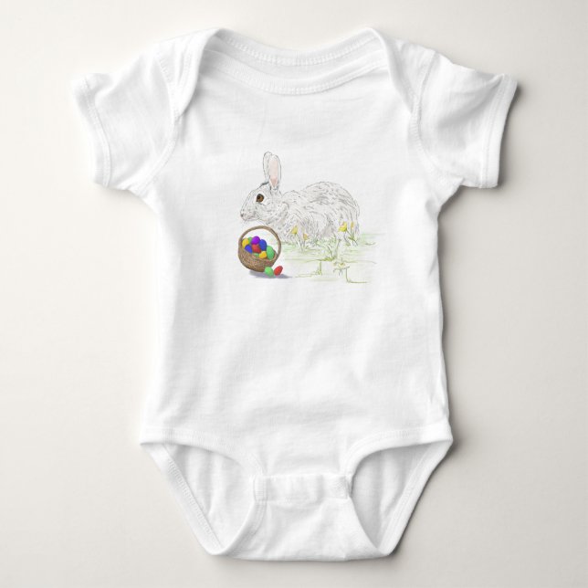 Söt påskharen färgglada påskägg t shirt (Framsida)