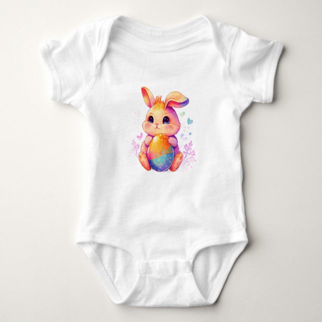 Söt påskharen flicka t-shirt – Bedårande pastell R (Framsida)