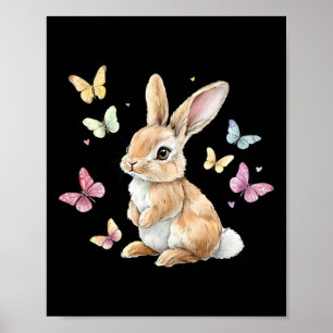 Söt påskharen kanin fjäril  poster