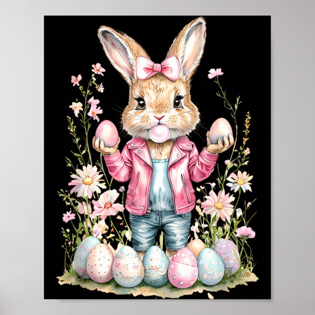 Söt påskharen kanin rosa band poster (Framsidan)