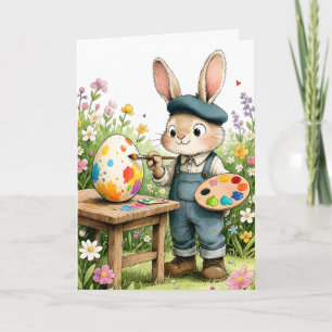 Söt påskharen målar ägg Whimsical påsk Kort