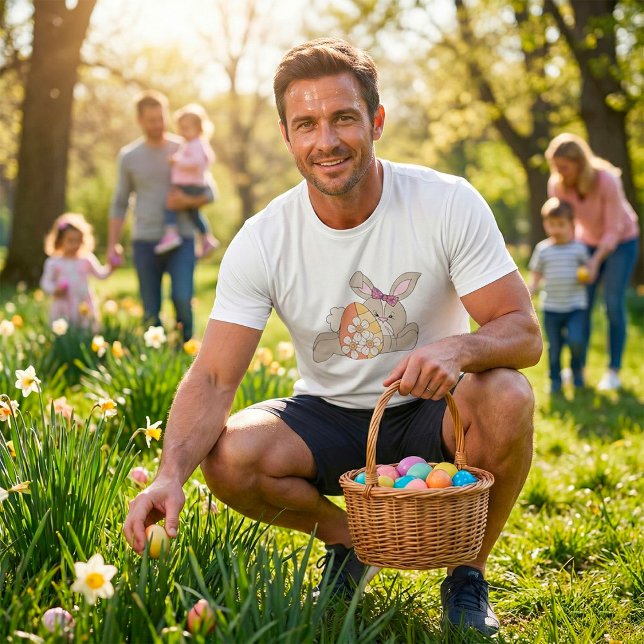 Söt påskharen med blomeggs t shirt (Skapare uppladdad)