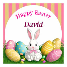 Söt påskharen med dekorativa ägg