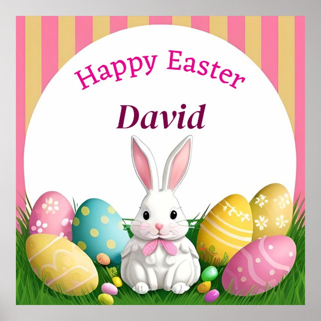 Söt påskharen med dekorativa ägg poster (Framsidan)