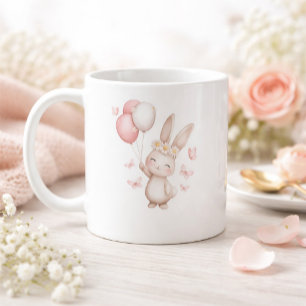 Söt påskharen-mugg med pastellfärgade ballonger kaffemugg