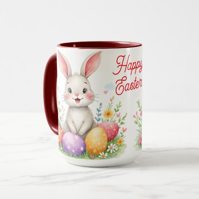 Söt påskharen och ägg modern samling mugg (Framsida vänster)