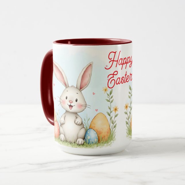 Söt påskharen och ägg trendig samling mugg (Framsida vänster)