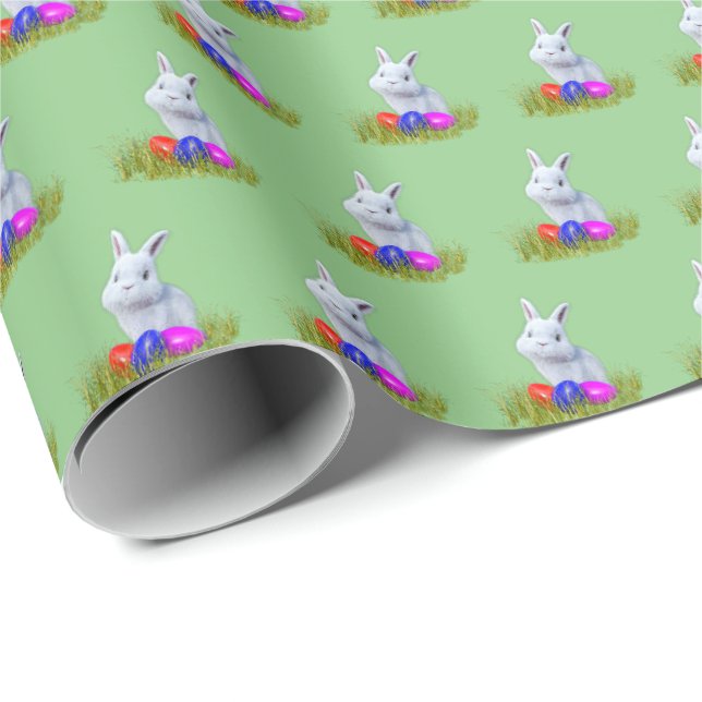 Söt påskharen presentinpackningspapper presentpapper (Rullad Hörn)