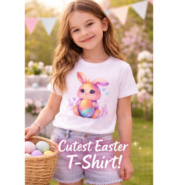 Söt påskharen tjej t_shirt – Bedårande Pastell R T Shirt
