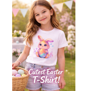 Söt påskharen tjej t_shirt – Bedårande Pastell R T Shirt
