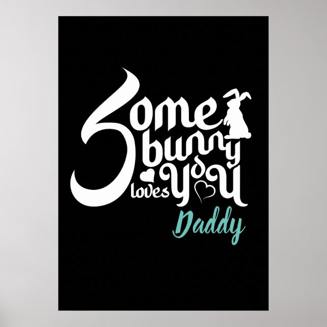 Söt påskharlek kärlek svart vit modern typo  poster (Framsidan)