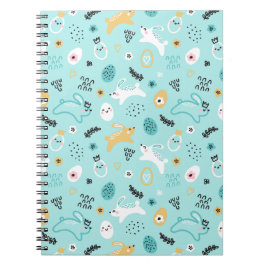 Söt påskharpattern Kawaii kaniner ägg Anteckningsbok