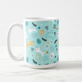 Söt påskharpattern Kawaii kaniner ägg Kaffemugg