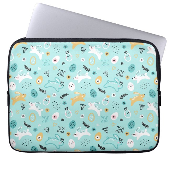 Söt påskharpattern Kawaii kaniner ägg Laptop Fodral (Framsidan)