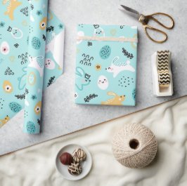 Söt påskharpattern Kawaii kaniner ägg Presentpapper