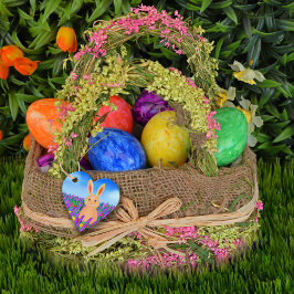 Söt påskkanin i blommor gåvor etiketter