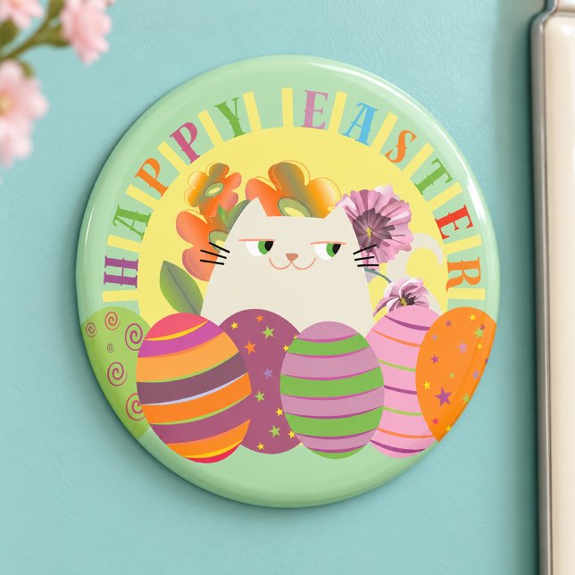 Söt påskkatt och ägg magnet (Skapare uppladdad)