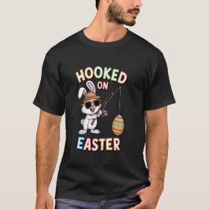Söt påskkel hare fiskar fångar Ägg Kul Högtid T Shirt