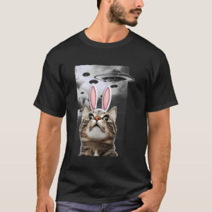 Söt påskkel hare katt meme utomjording rymden UFO T Shirt