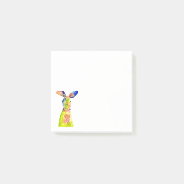 Söt påskkel hare vattenfärg konst post-it block (Framsida)