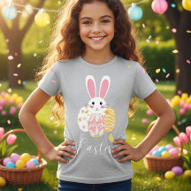 Söt påskkelinjemönstrad t-shirt för flickor