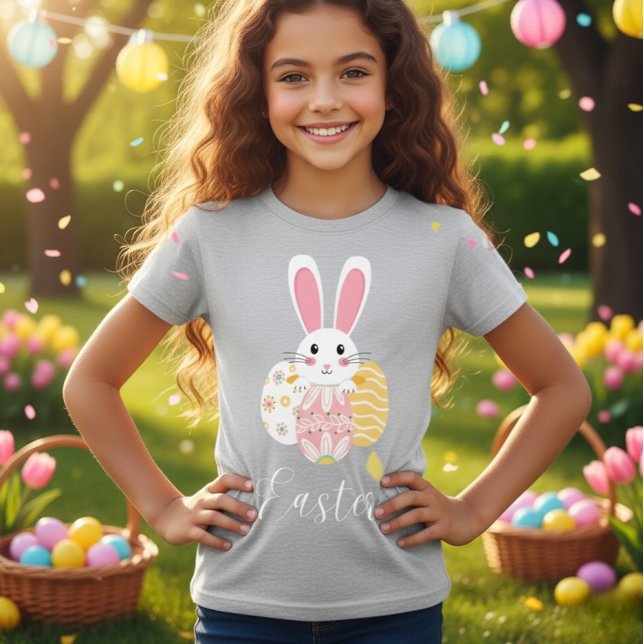 Söt påskkelinjemönstrad t-shirt för flickor (Skapare uppladdad)