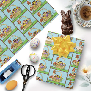 Söt påskkorg för påsken med uggla Ägg Svamp Presentpapper