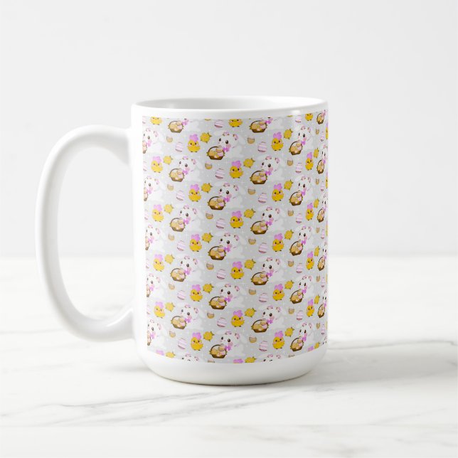 SÖT PÅSKKORG KANIN KANINER OCH KYCKLINGAR KAFFEMUGG (Vänster)