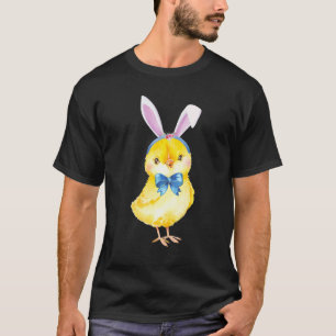 Söt påskkyckling kaninöron kyckling fluga t shirt