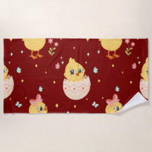 Söt påskkyckling med rosa rosett sömlöst mönster 