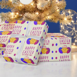 Söt påskkyckling och ägg Glad påsk Presentpapper