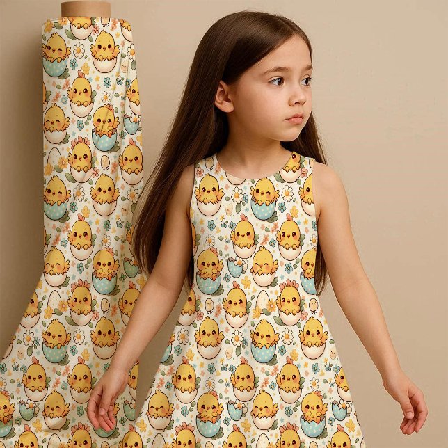 Söt påskkycklingtyg – Kawaii babykyckling vår Tyg (Kawaii chicks)