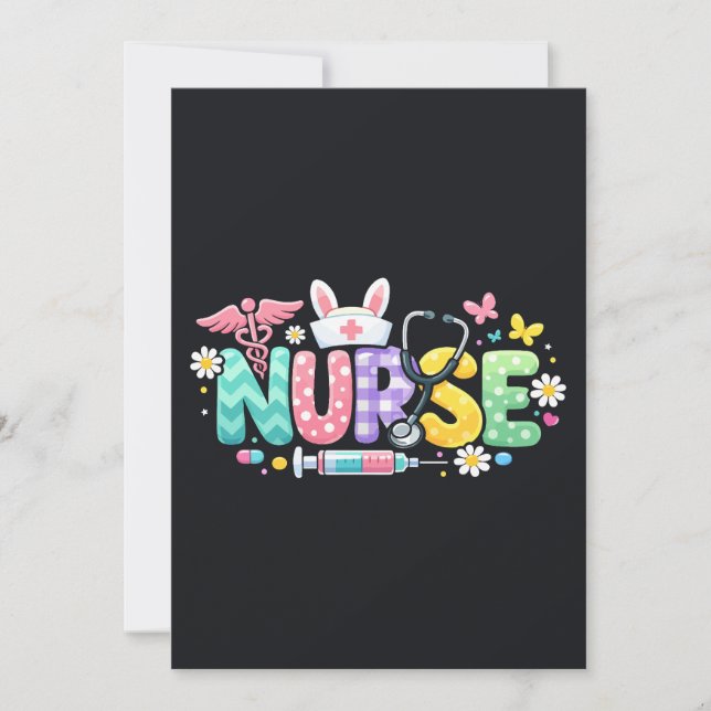 Söt påsksjuksköterska Medicinsk humor Inbjudningar (Framsida)