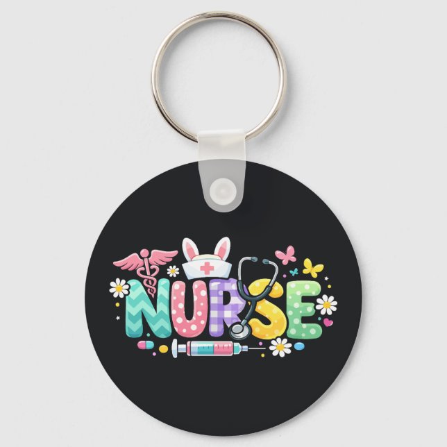 Söt påsksjuksköterska Medicinsk humor Nyckelring (Framsida)