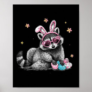 Söt påsktvättbjörn kanin rolig vår djur outfit poster
