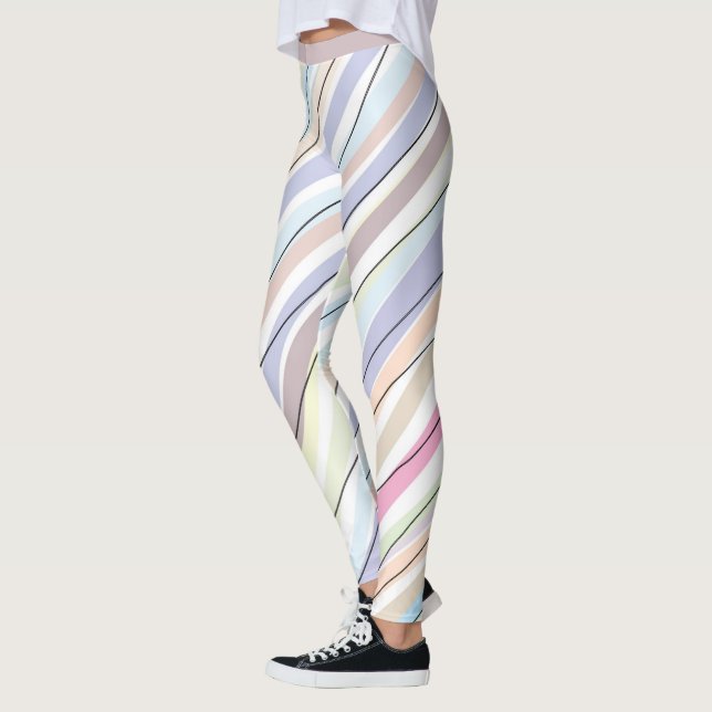 Söt Pastel Abstrakt Rand Design Leggings (Vänster)