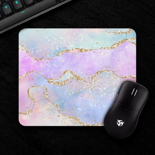 Söt Pastel Agate Guld Glitter Vein Watercolor Musmatta