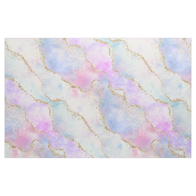 Söt Pastel Agate | Guld Glitter Vein Watercolor Tyg (Yard)