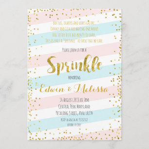 Söt Pastel Baby Sprinkle-inkallningsbebis,dusch,s Inbjudningar
