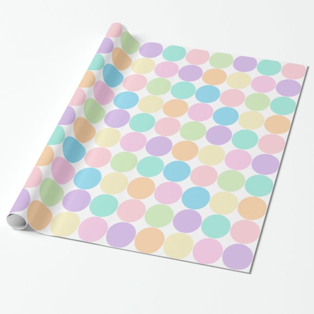 Söt Pastel Big Dots Mönster Wrapping Papper Presentpapper (Utrullad)