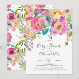 Söt Pastel Blommigt Baby Shower-inbjudan Inbjudningar