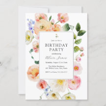 Söt Pastel Blommigt Birthday