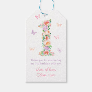 Söt Pastel Blommigt Butterfly 1:a födelsedagen Par Presentetikett