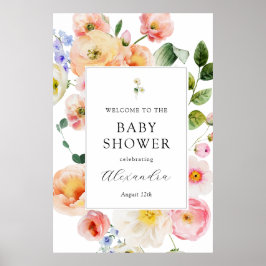 Söt Pastel Blommigt Välkommen, babykläder Poster