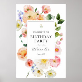 Söt Pastel Blommigt Välkommen födelsedag Poster